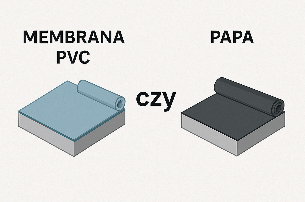 membrana PVC vs papa, hydroizolacja porównanie, dach płaski